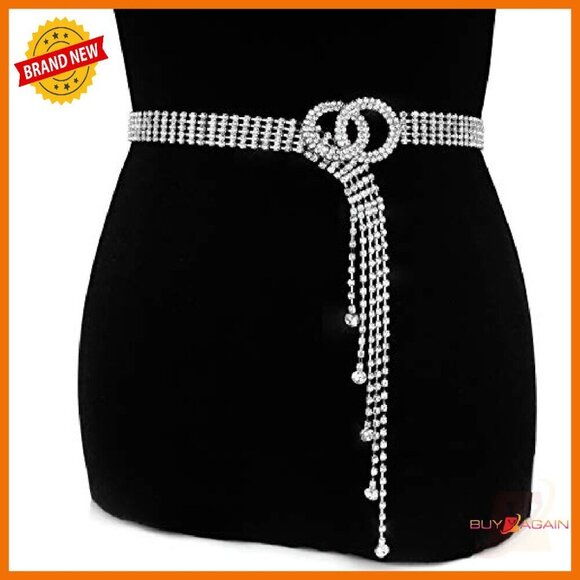 Rhinestone Crystal Waist Belt O-Ring Chain Belt Adjustable Dress Accessory main image 4